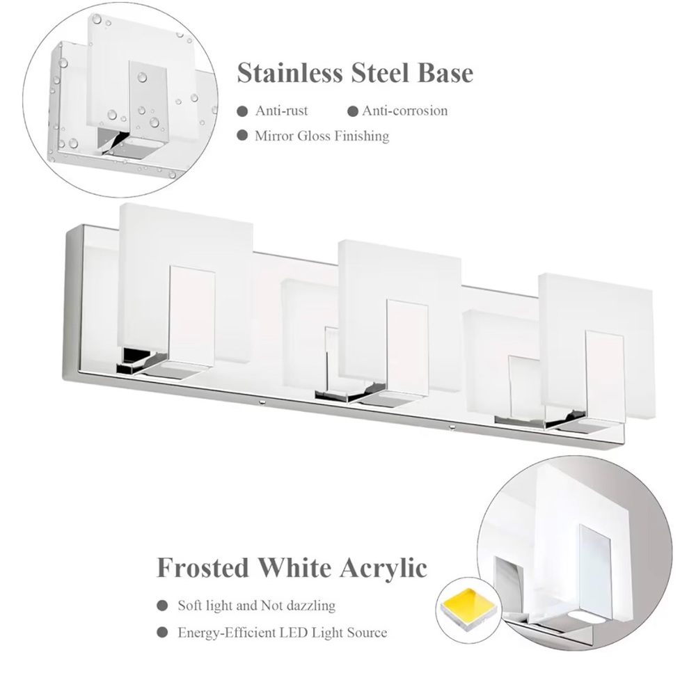 Modern Bathroom Vanity Light Fixture - Silver - Picture 3 of 5